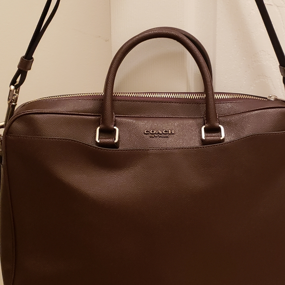 New Coach Dark Brown Beckett Leather Briefcase - Picture 2 of 4